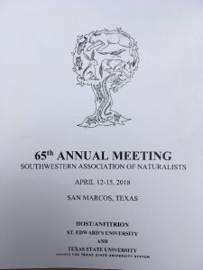 65th Annual Meeting of the Southwestern Association of Naturalists Meeting at Texas State University, San Marcos, Texas.