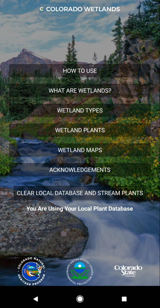 CNHP Wetland Field Guide App Screenshot