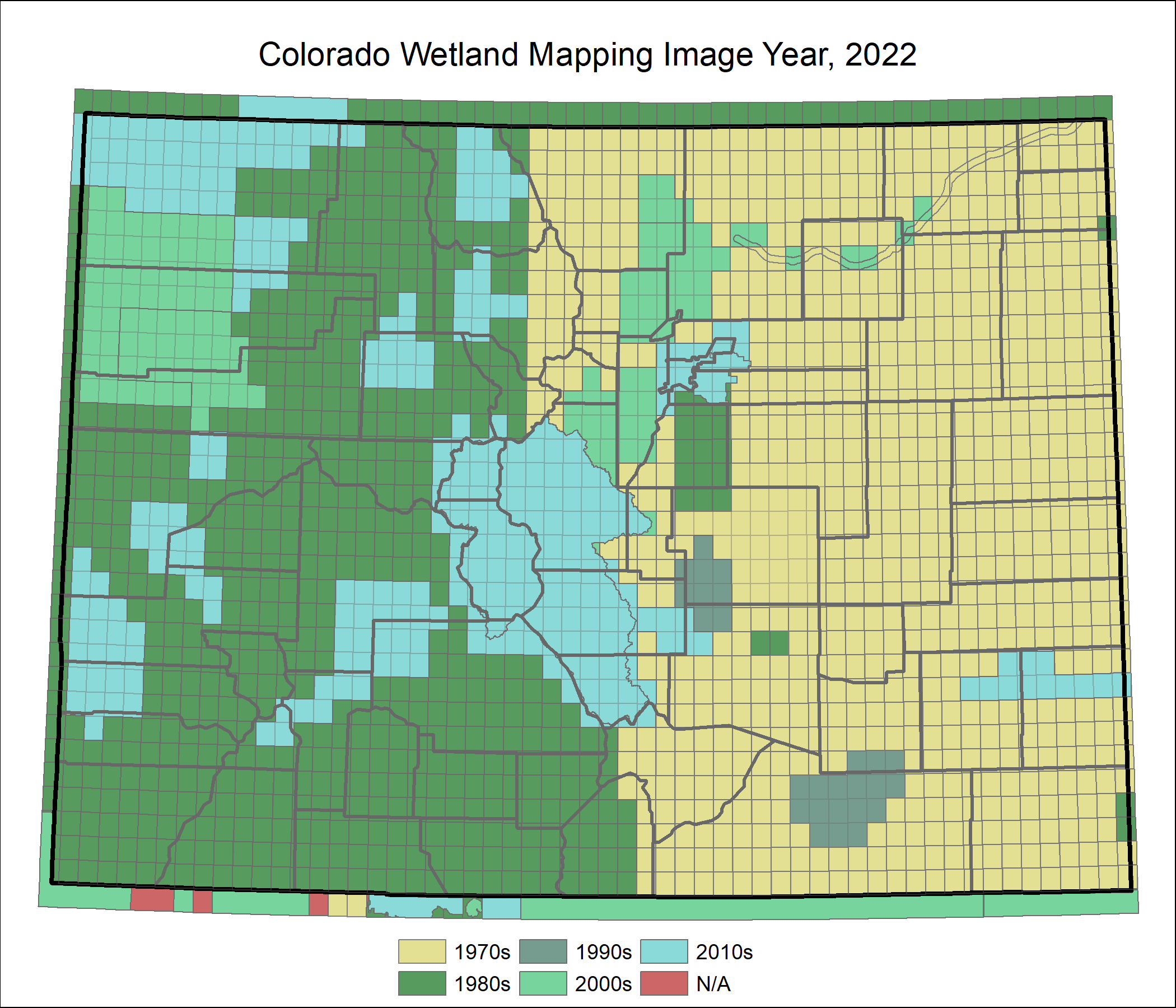 Status map of wetland mapping by image year.