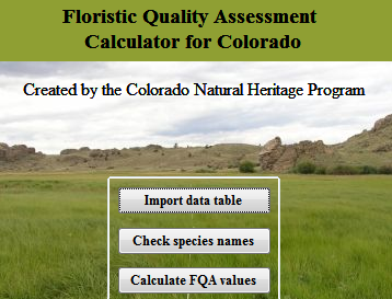 Floristic Quality Analysis (FQA) Calculator Cover Page