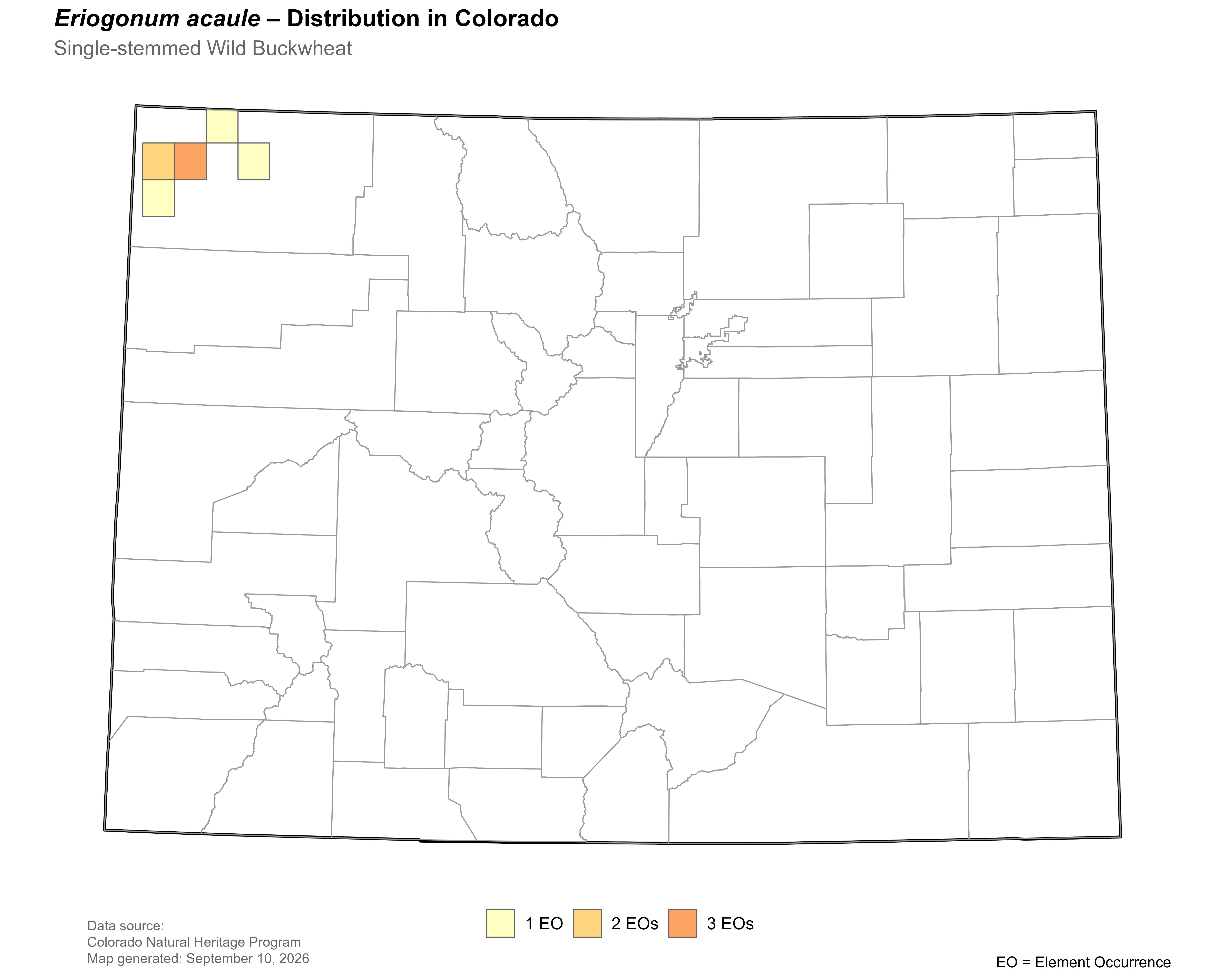 Distribution of <i>Eriognonum acaule</i> in Colorado