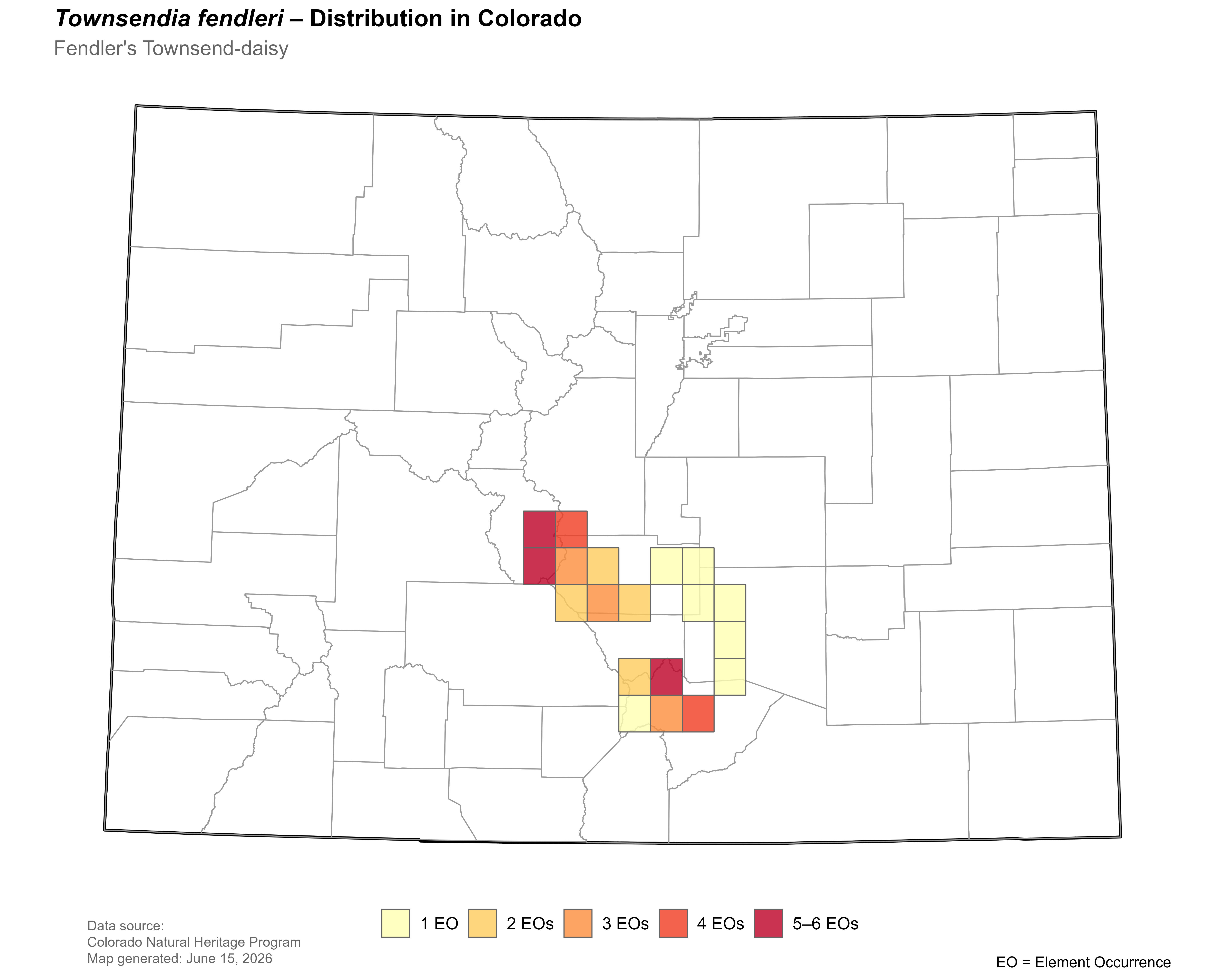 Distribution of <i>Townsendia</i> <i>fendleri</i> in Colorado