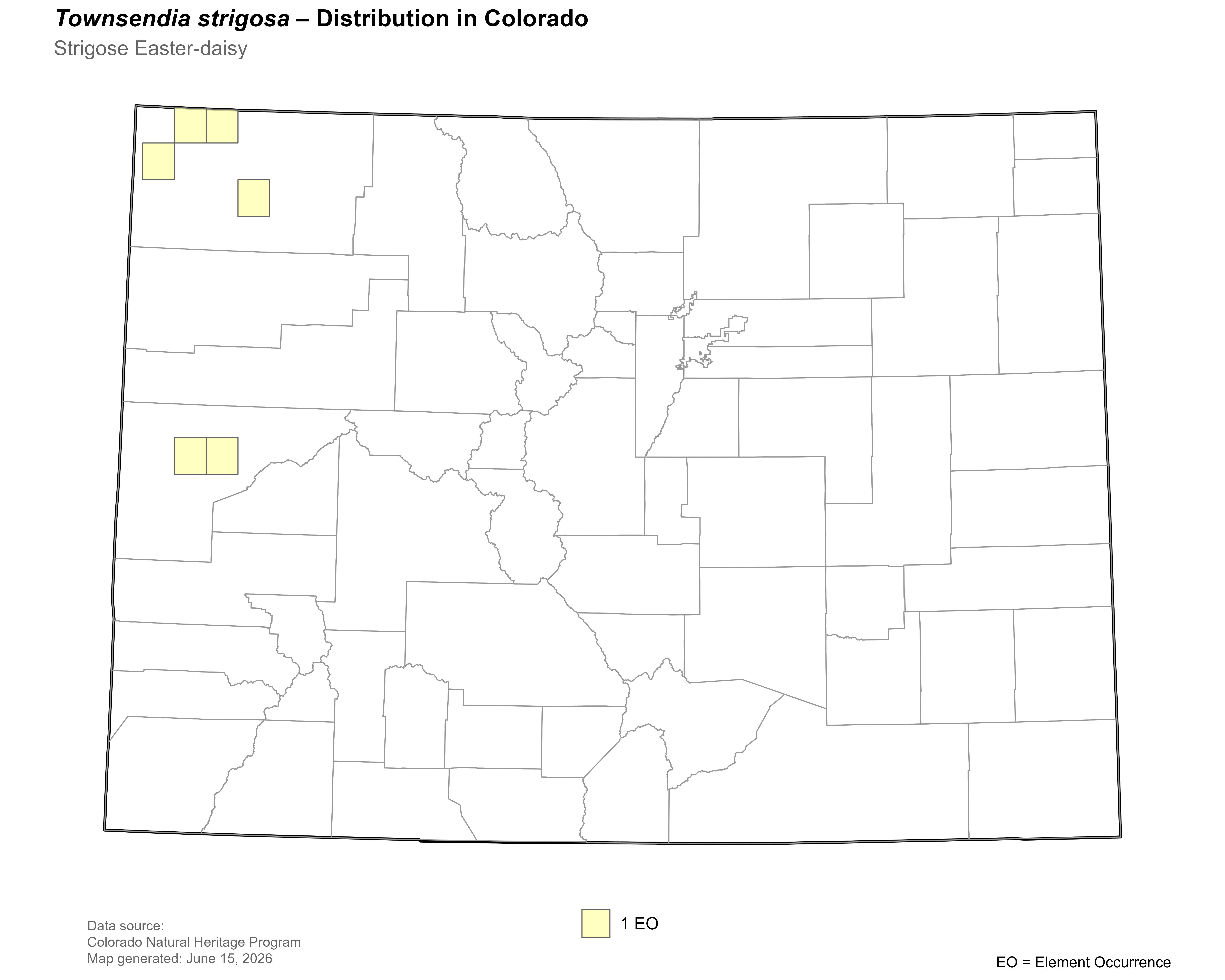 Distribution of <i>Townsendia</i> <i>strigosa</i> in Colorado