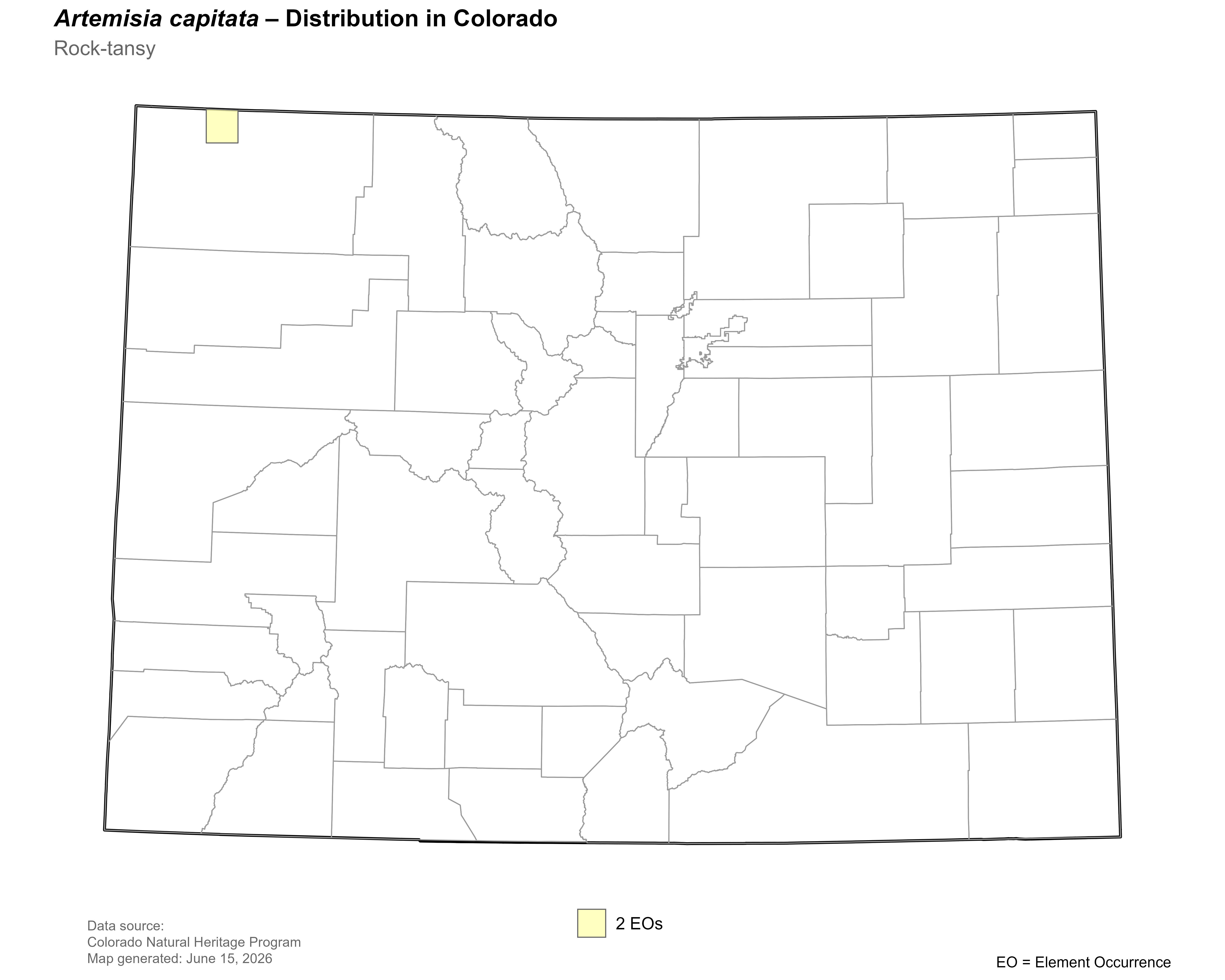Distribution of <i>Sphaeromeria</i> <i>capitata</i> in Colorado