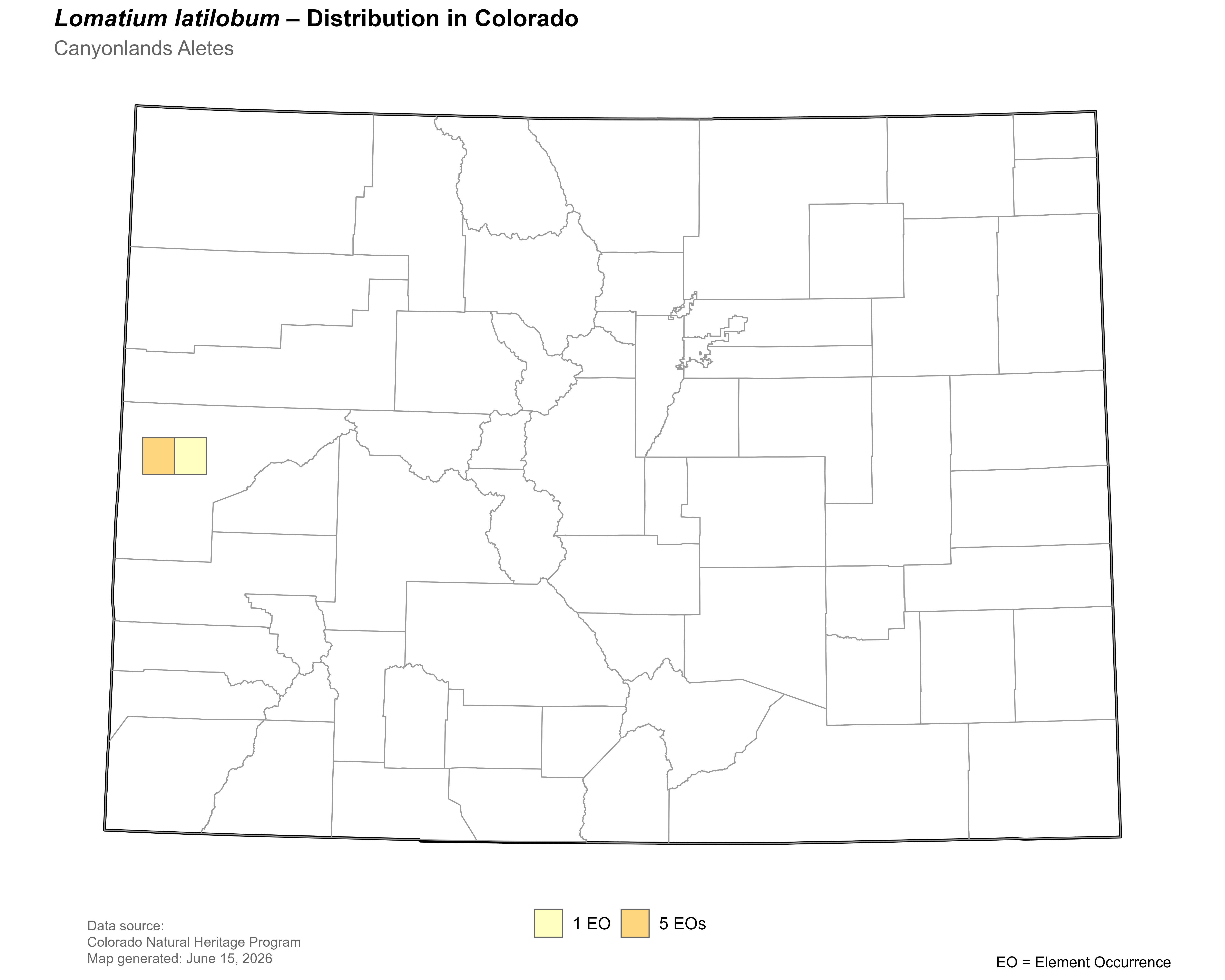 Distribution of <i>Aletes latilobus</i> in Colorado.