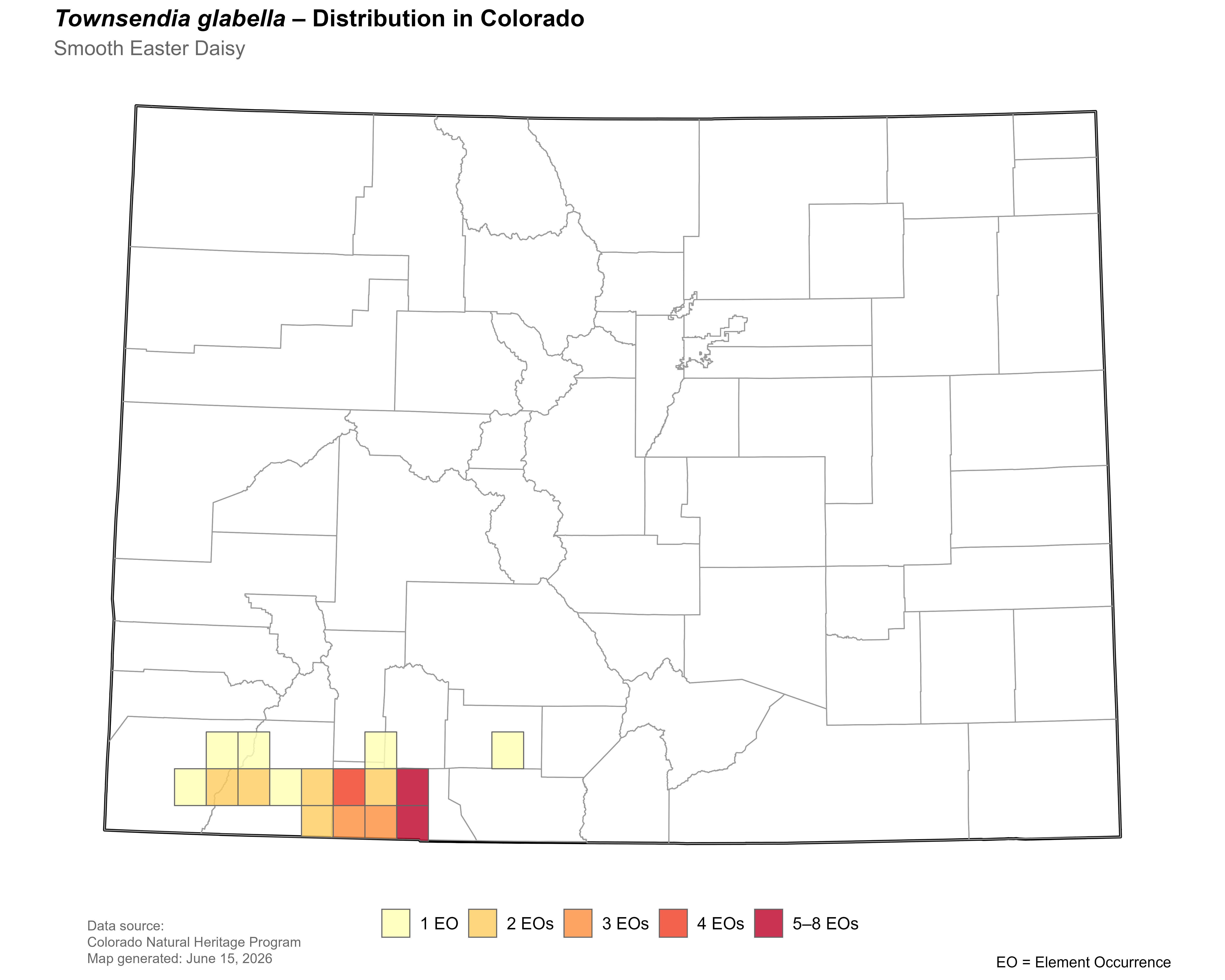 Distribution of <i>Townsendia</i> <i>glabella</i> in Colorado