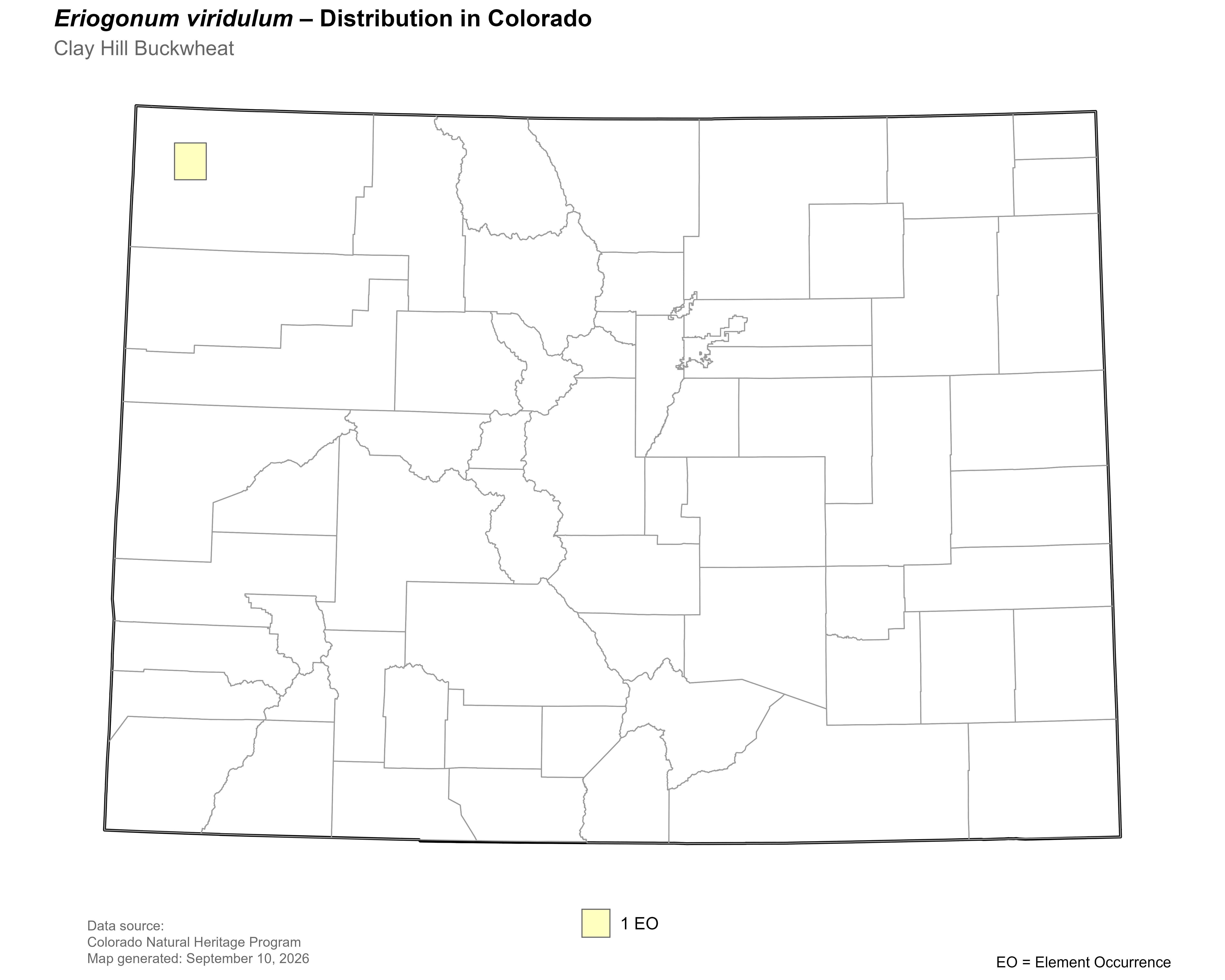 Distribution of <i>Eriogonum</i> <i>viridulum</i> in Colorado