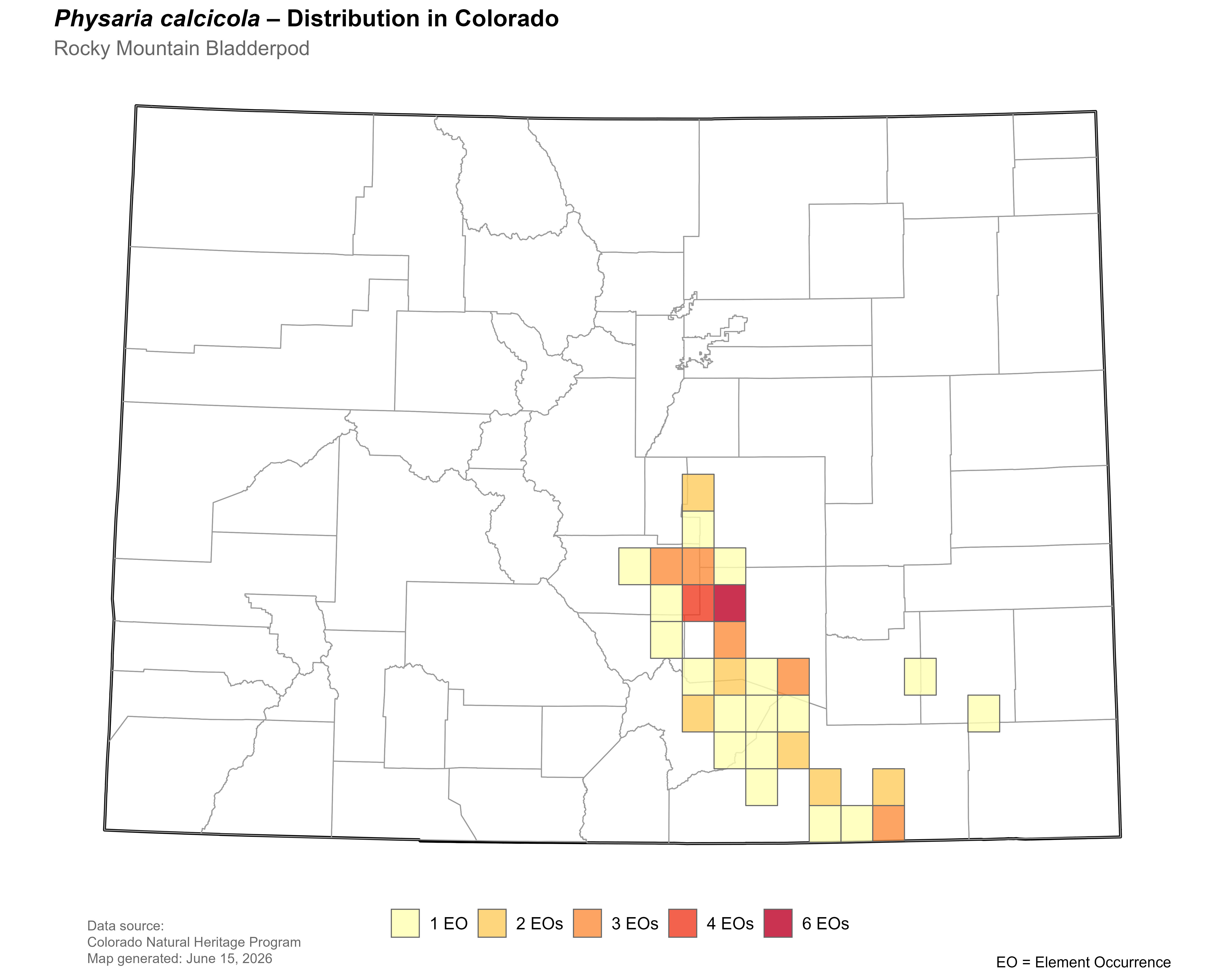 Distribution of <i>Physaria</i> <i>calcicola</i> in Colorado