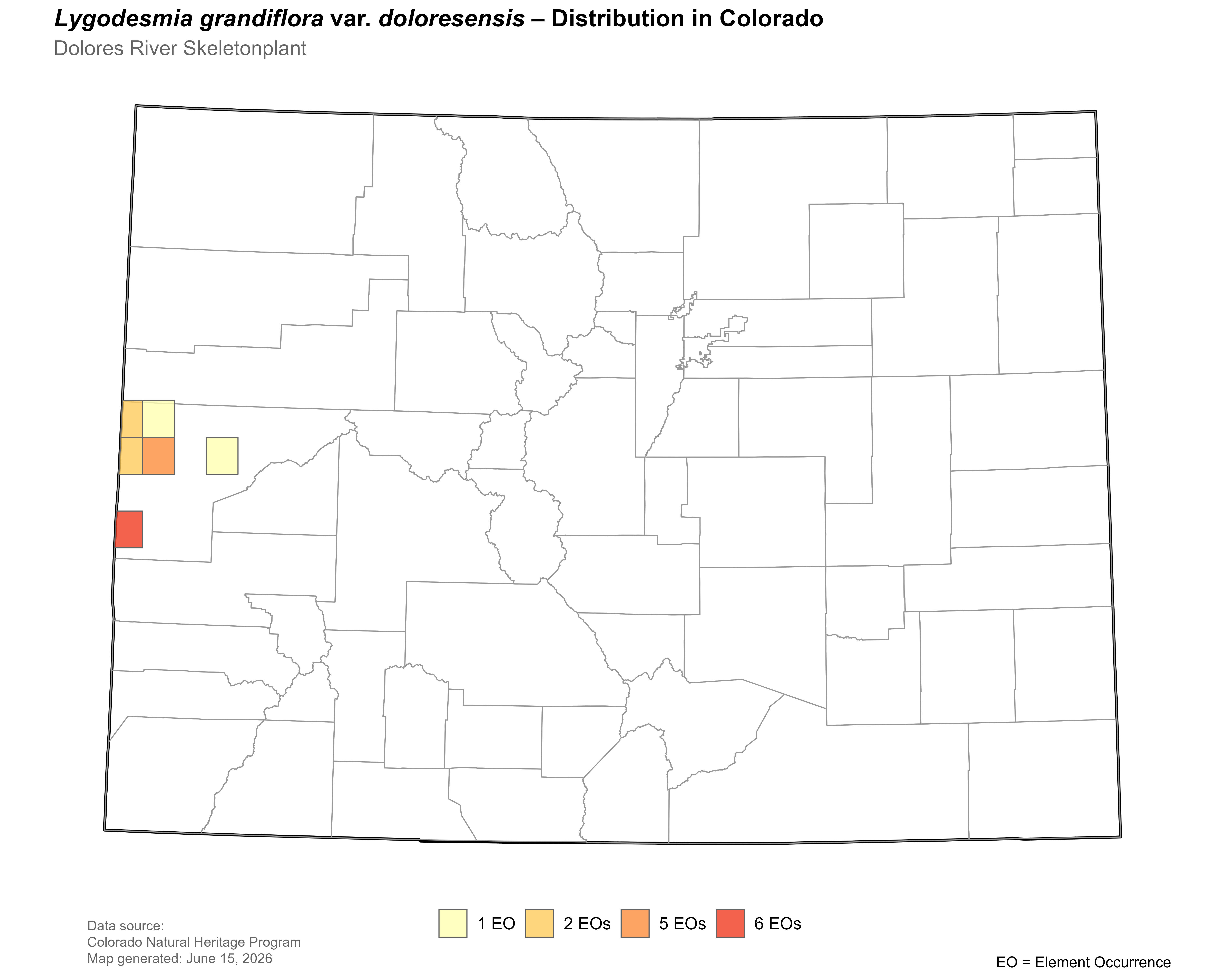 Distribution of <i>Lygodesmia</i> <i>doloresensis</i> in Colorado