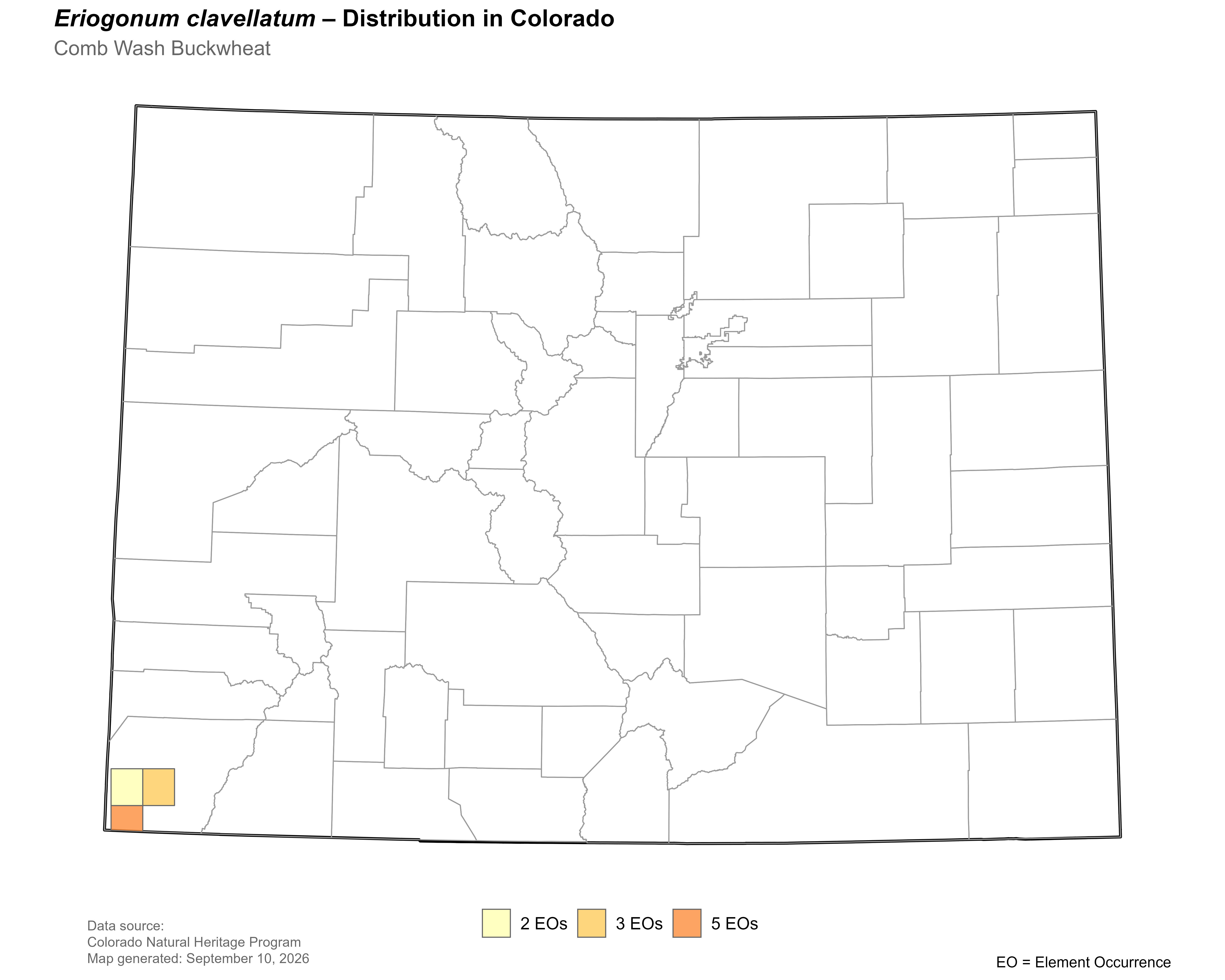 Distribution of <i>Eriogonum</i> <i>clavellatum</i> in Colorado