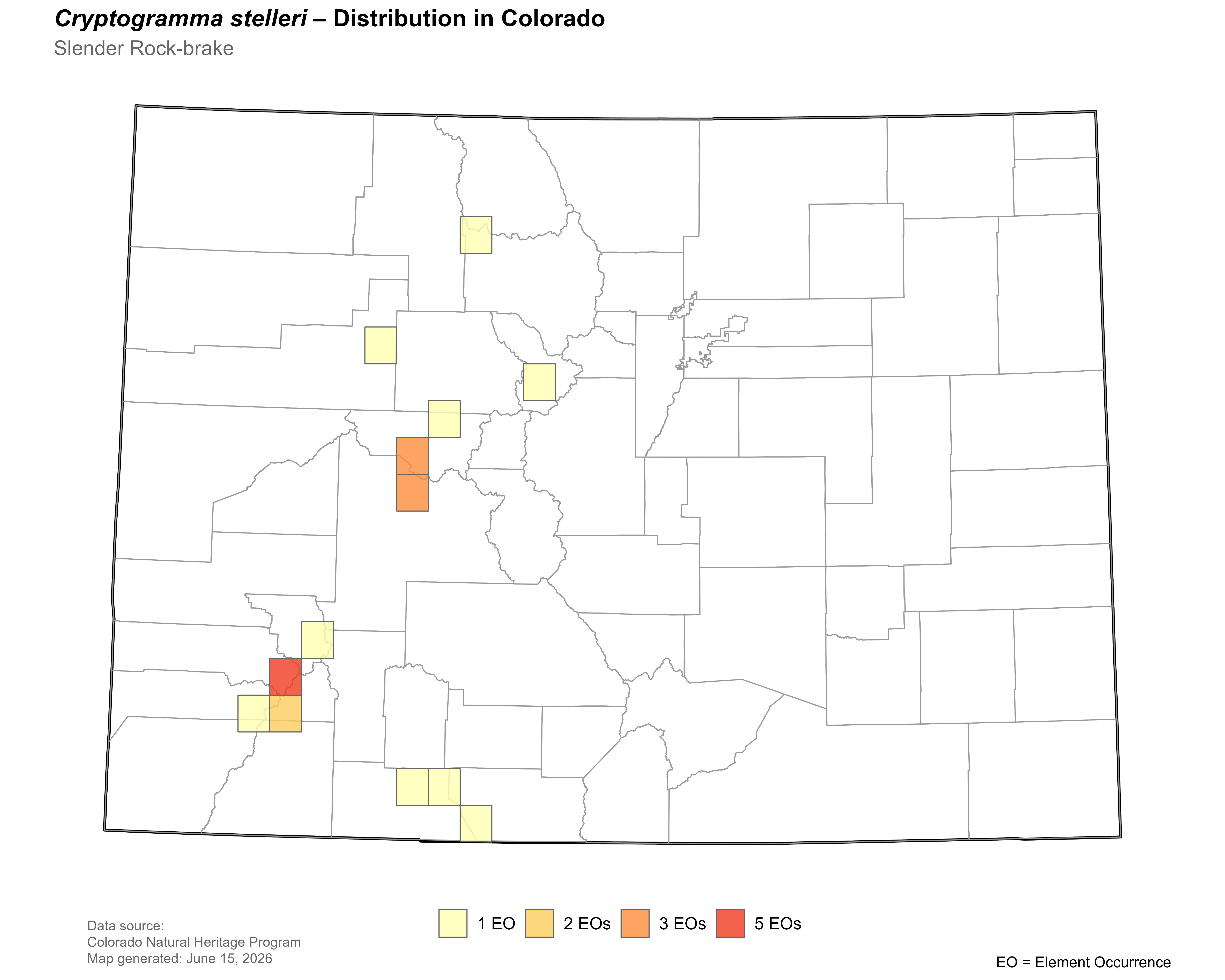 Distribution of <i>Cryptogramma</i> <i>stelleri</i> in Colorado