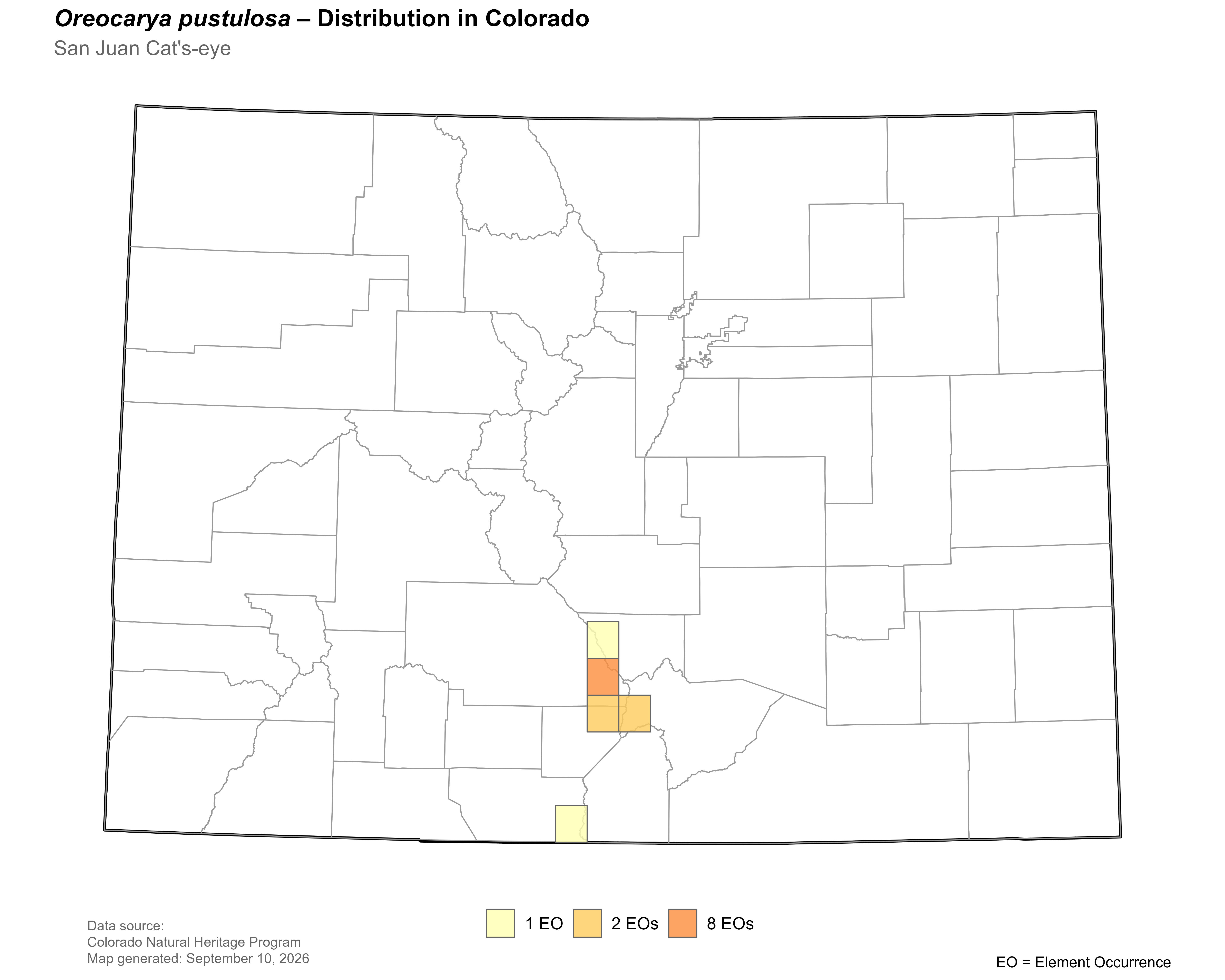 Density Map of <i>Oreocarya pustulosa</i>