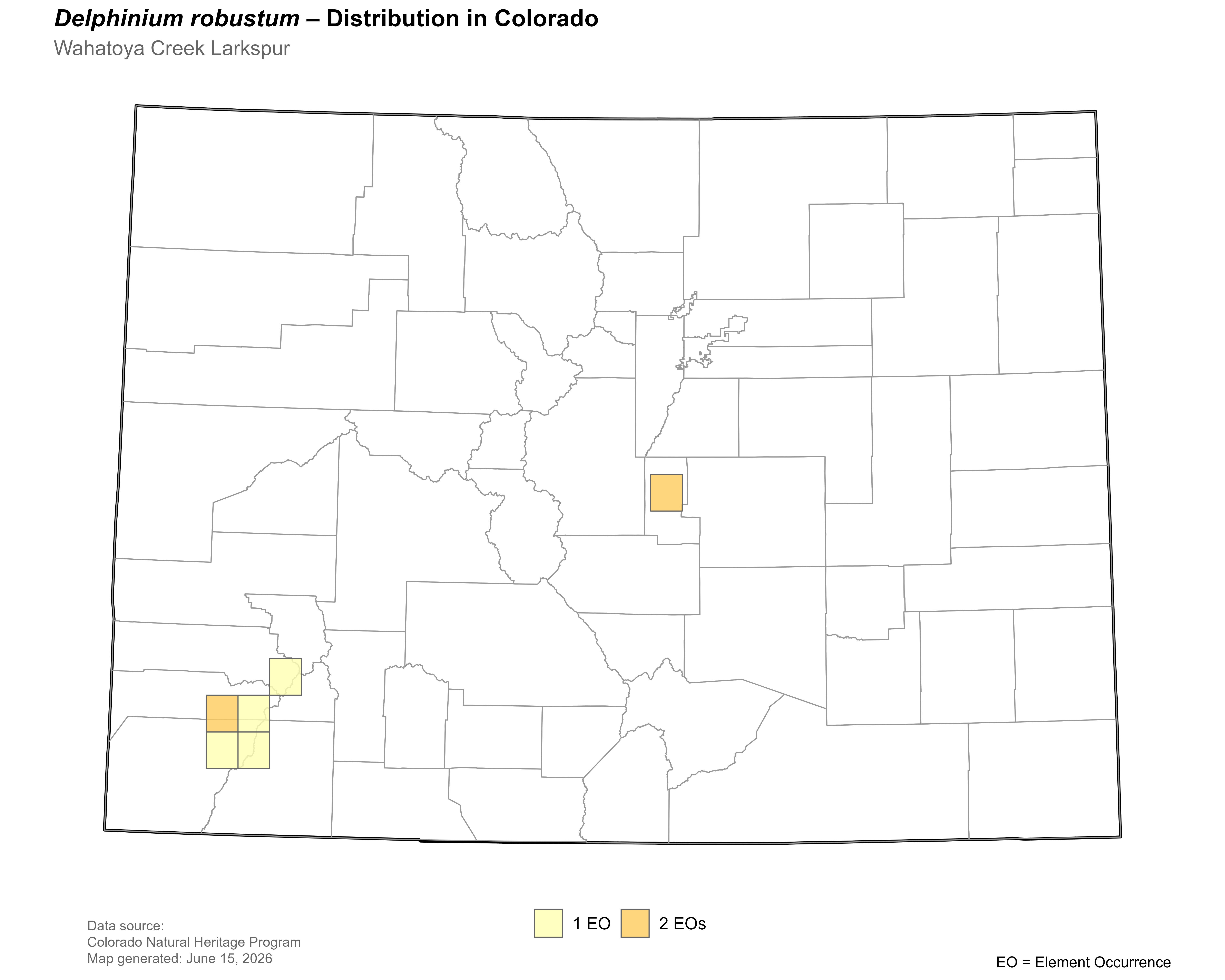 Distribution of <i>Delphinium</i> <i>robustum</i> in Colorado