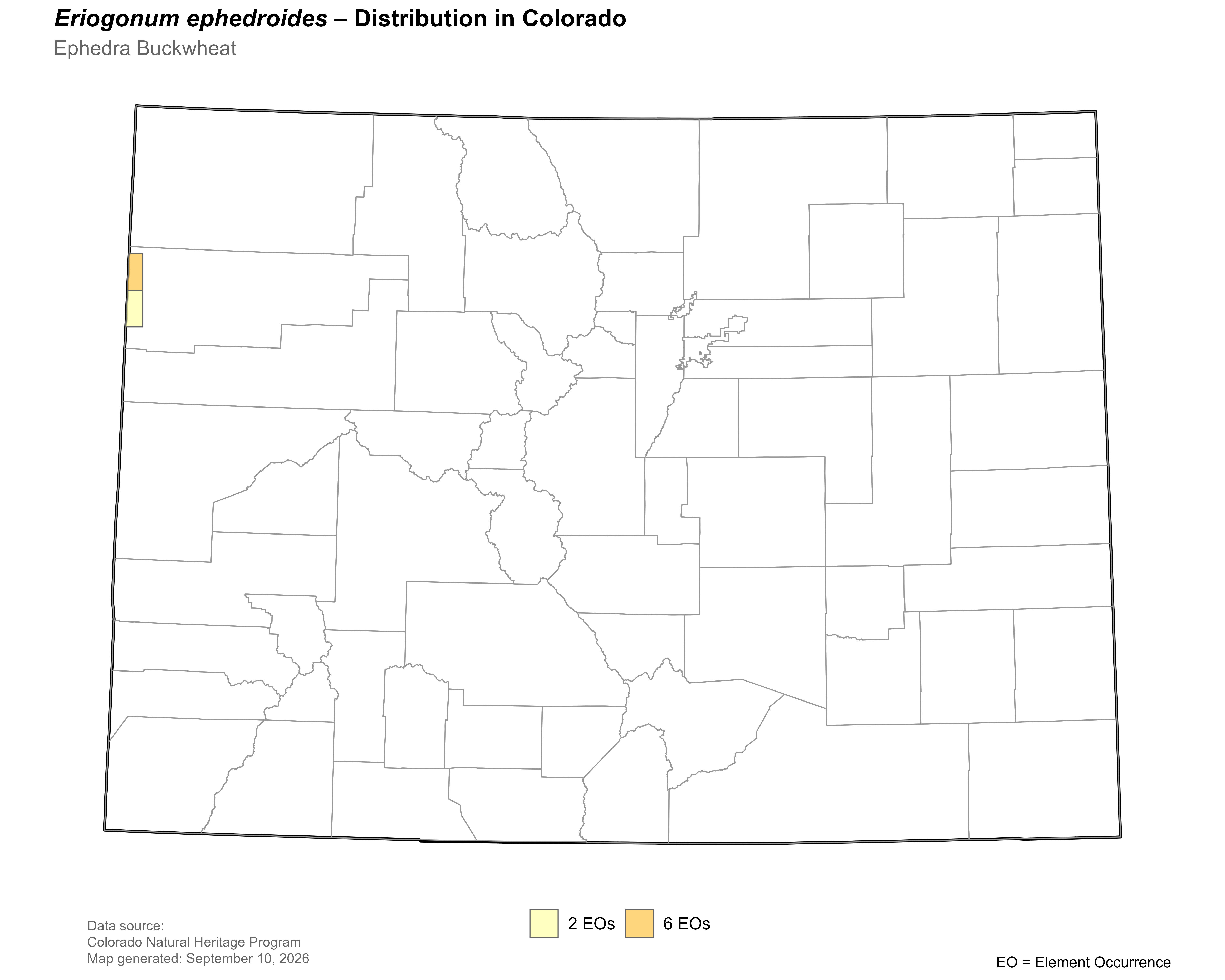 Distribution of <i>Eriogonum</i> <i>ephedroides</i> in Colorado
