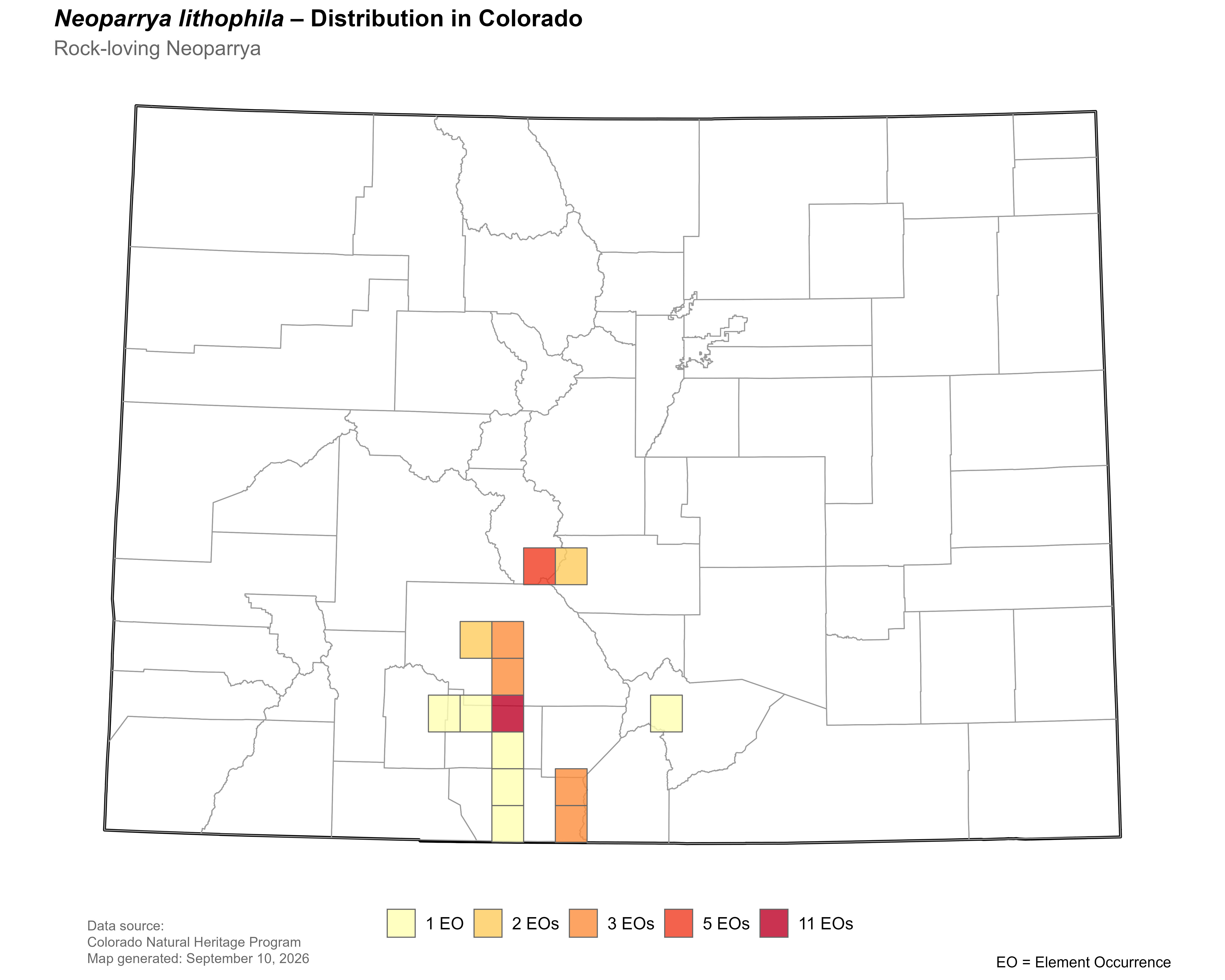 Distribution of <i>Aletes</i> <i>lithophilus</i> in Colorado.
