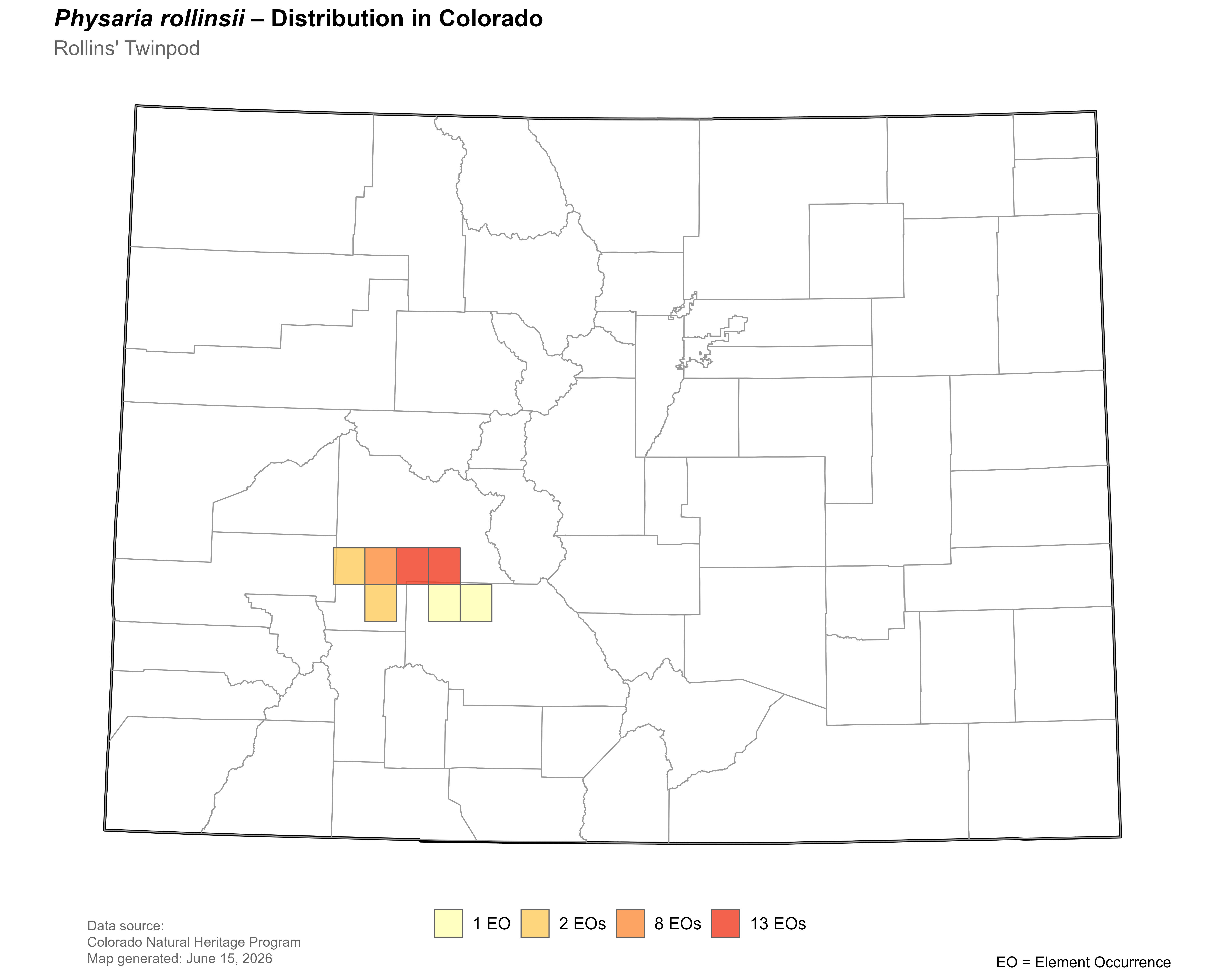 Distribution of <i>Physaria</i> <i>rollinsii</i> in Colorado