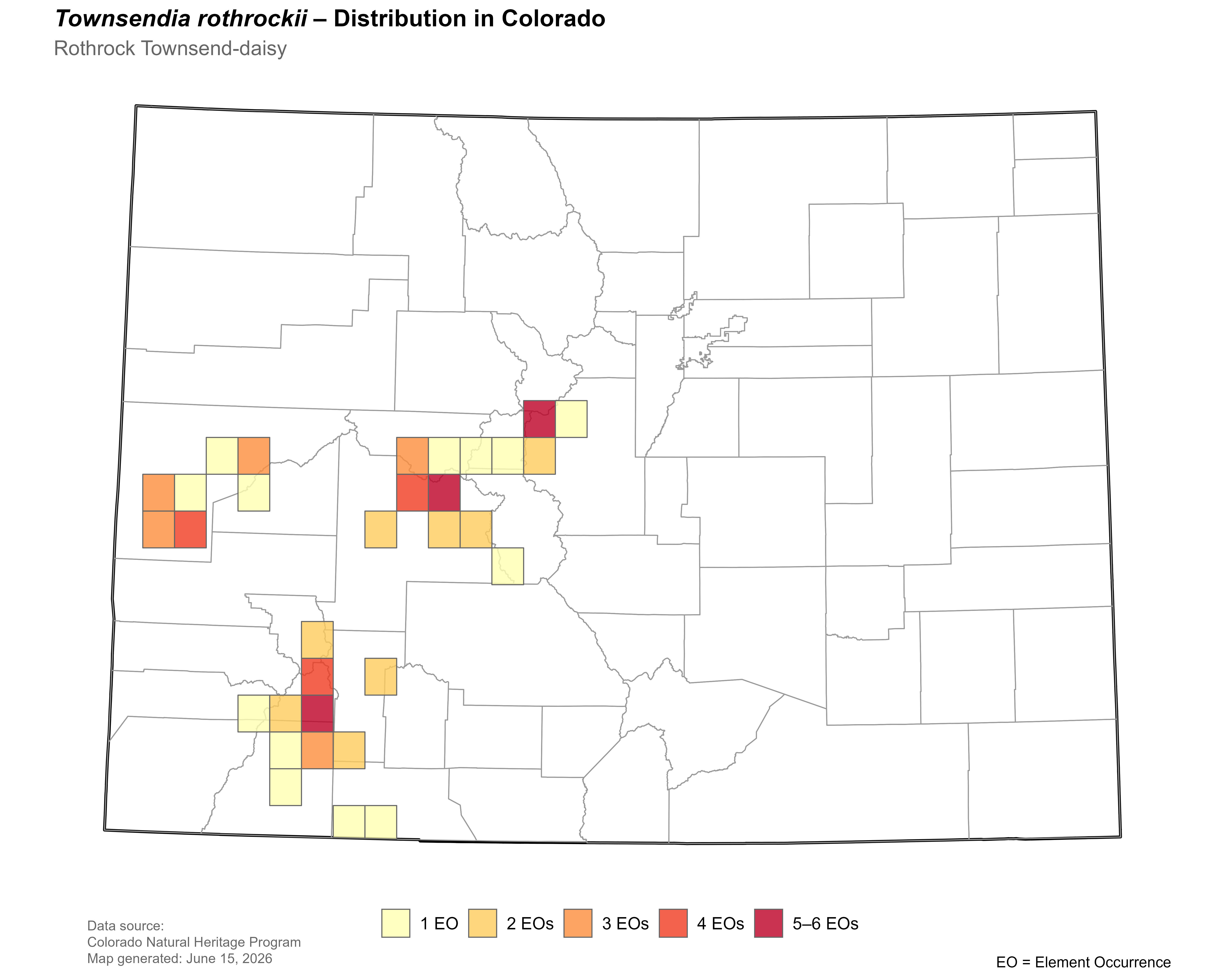 Distribution of <i>Townsendia</i> <i>rothrockii</i> in Colorado