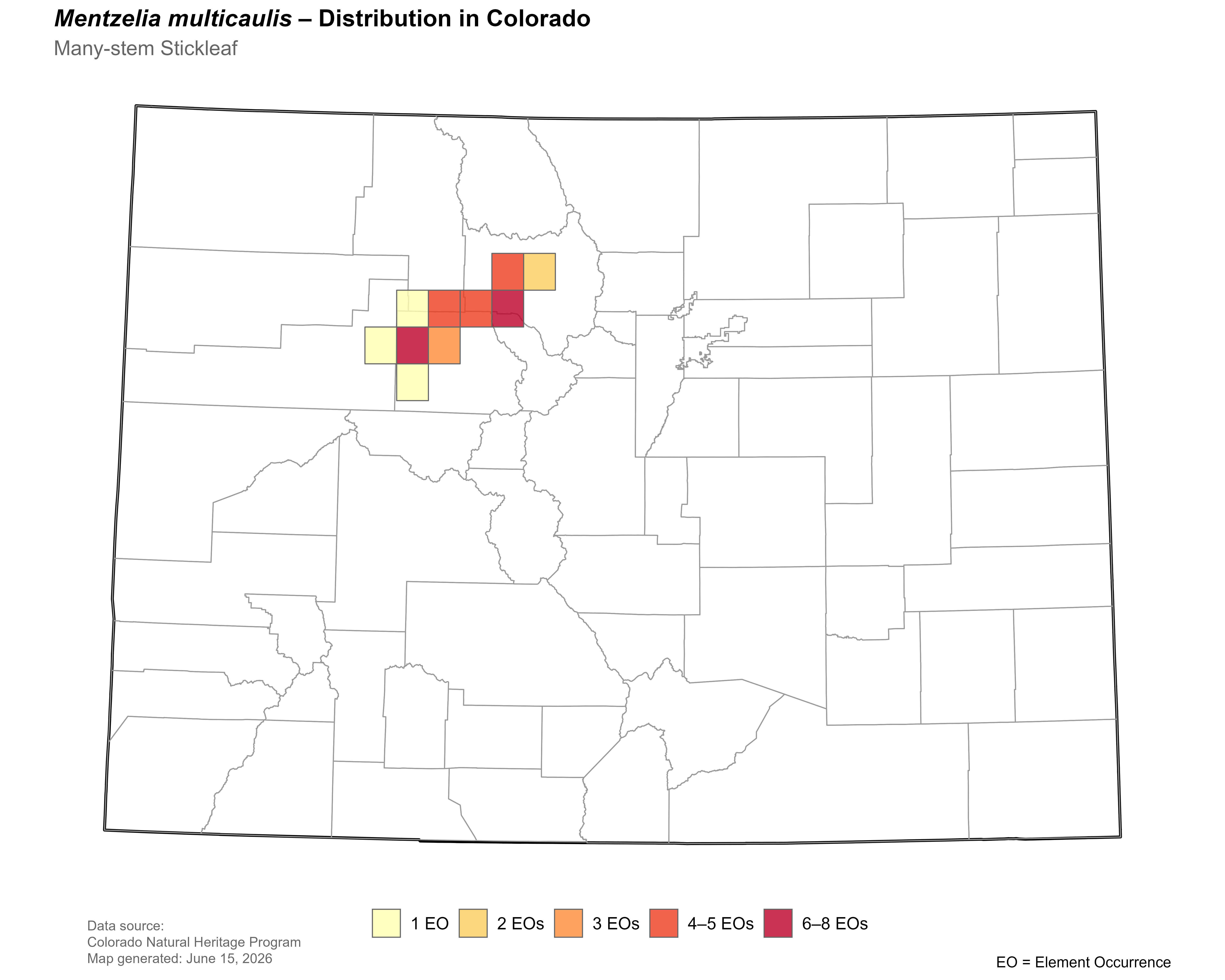 Distribution of <i>Nuttallia</i> <i>multicaulis</i> in Colorado