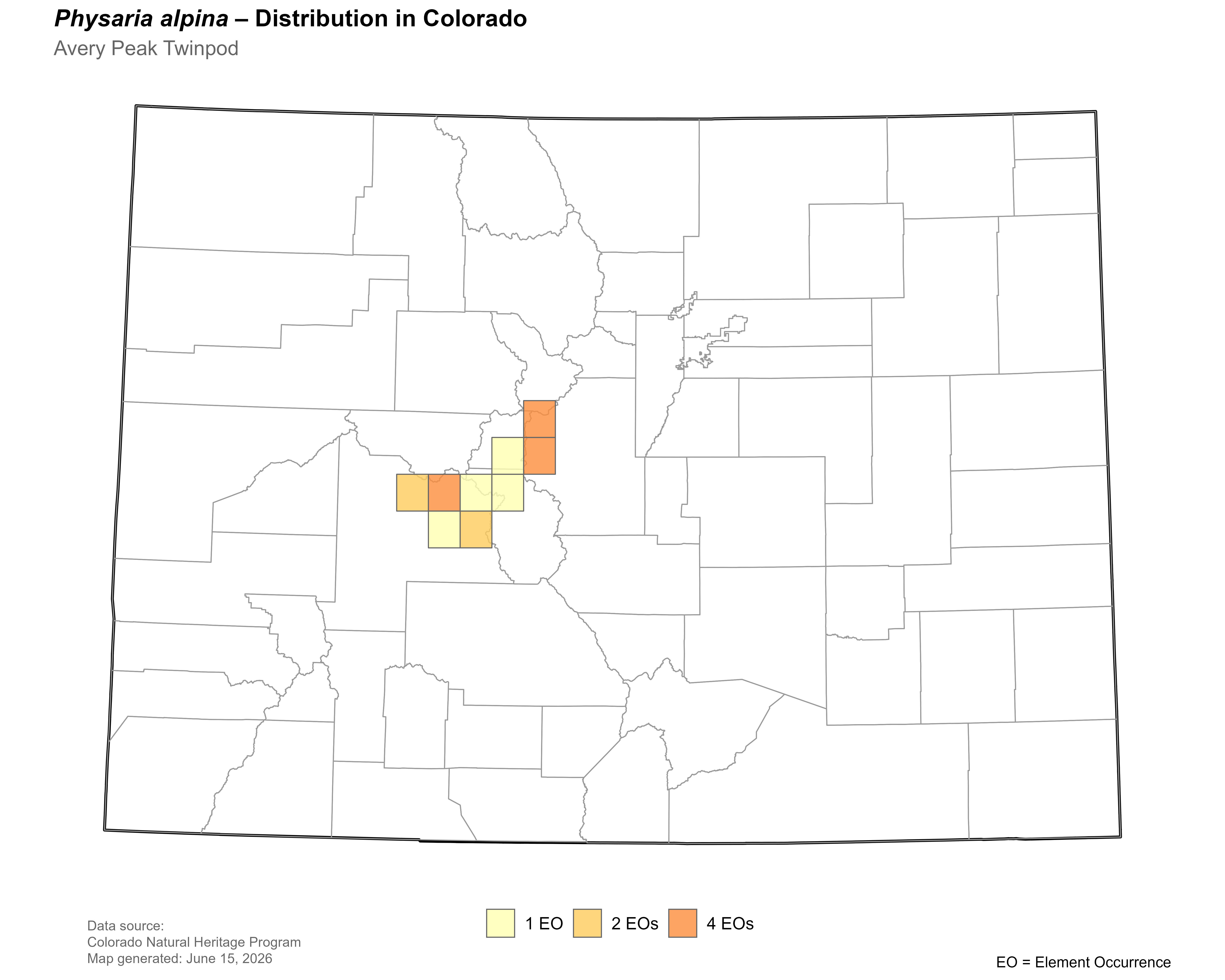 Distribution of <i>Physaria</i> <i>alpina</i> in Colorado