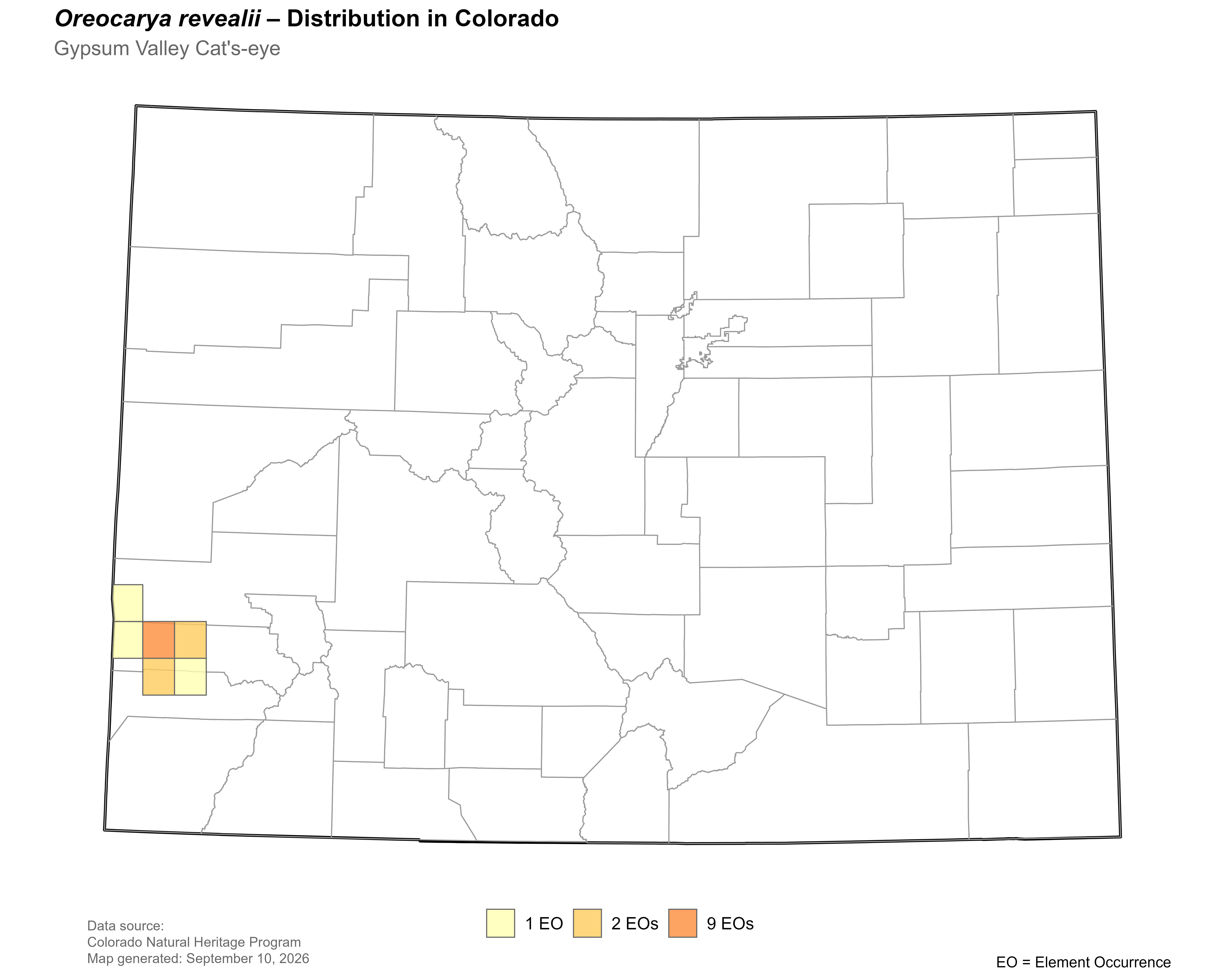 Distribution of <i>Cryptantha</i> <i>gypsophila</i> in Colorado