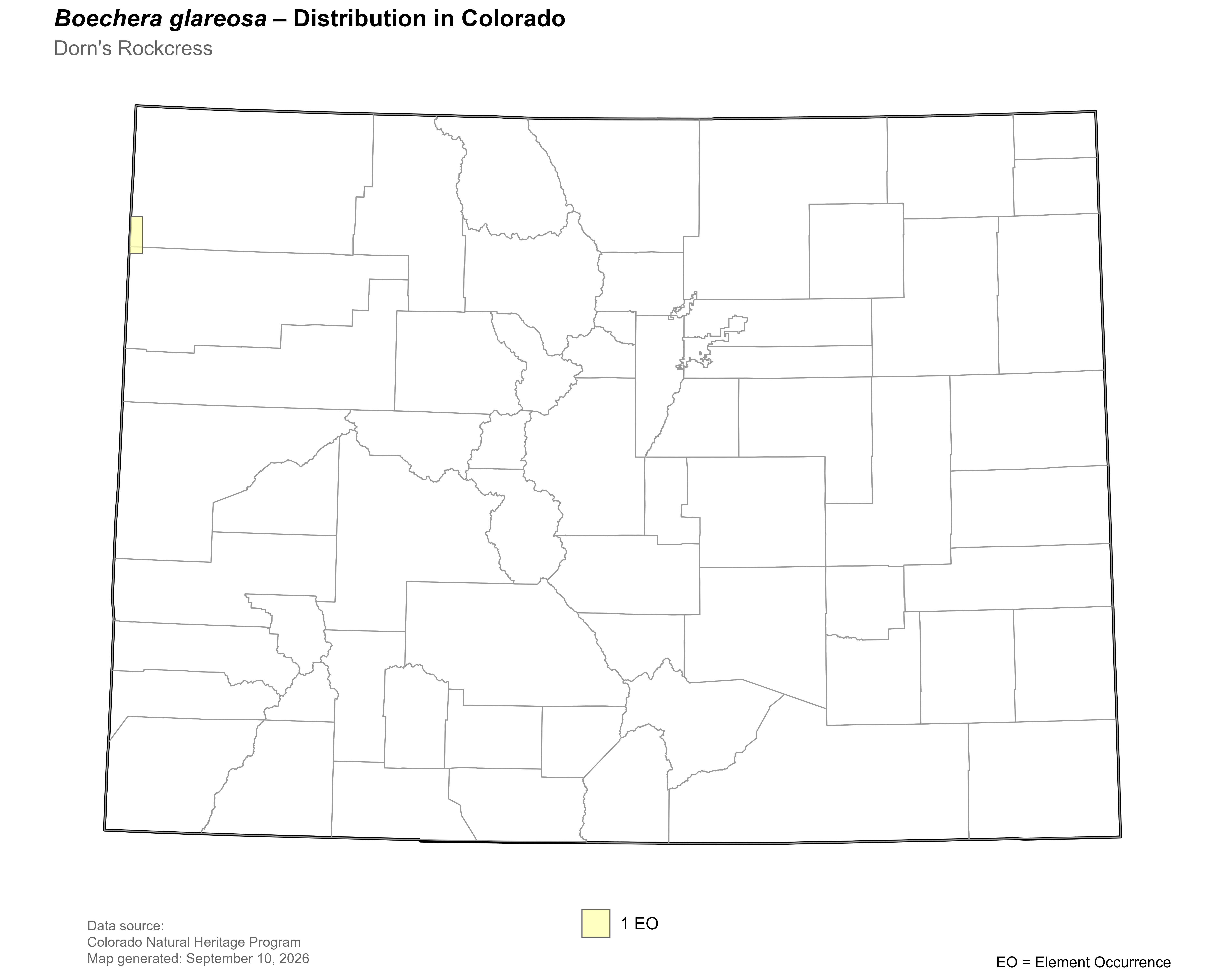 Distribution of <i>Boechera</i> <i>glareosa</i> in Colorado