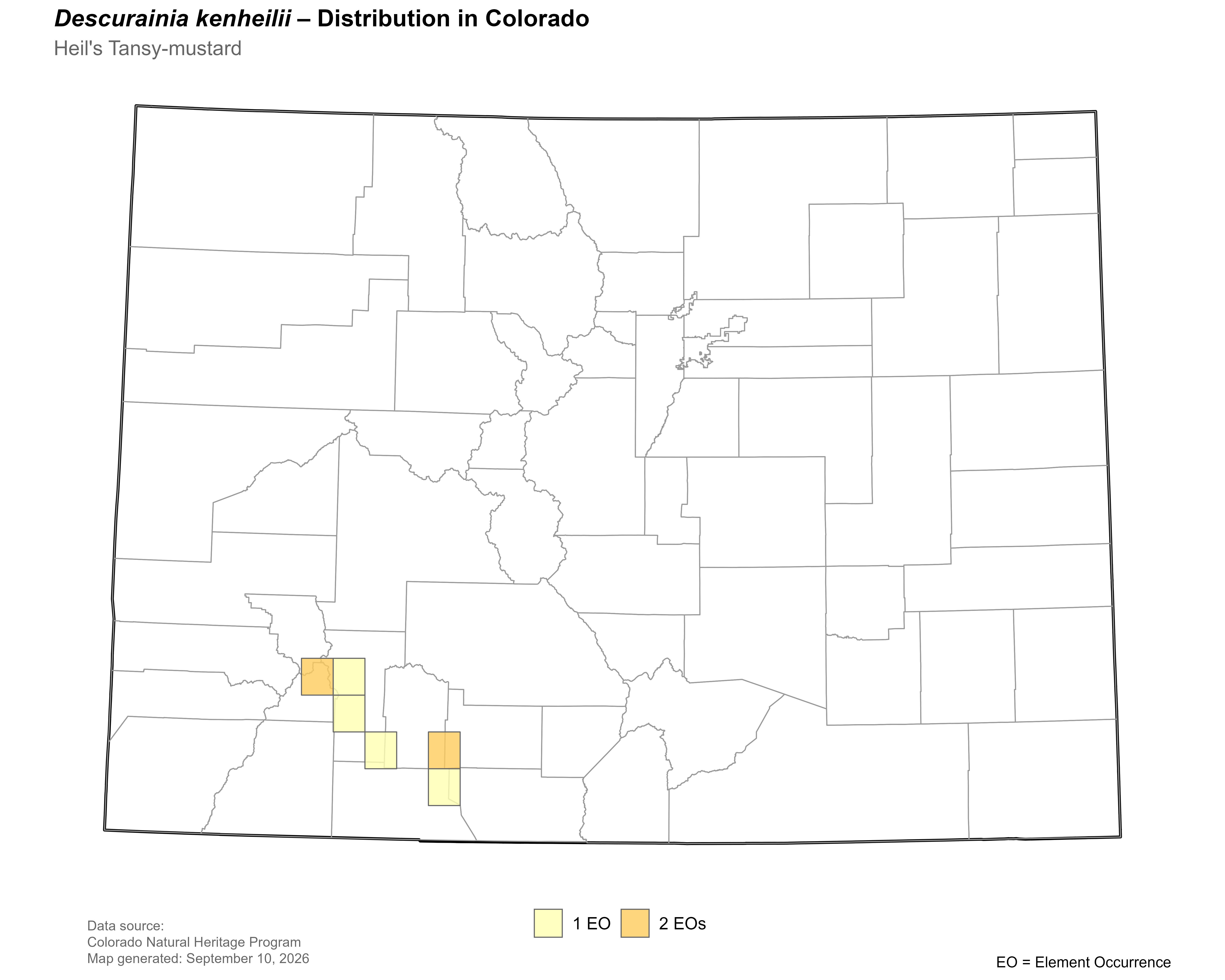 Distribution of <i>Descurainia</i> <i>kenheilii</i> in Colorado