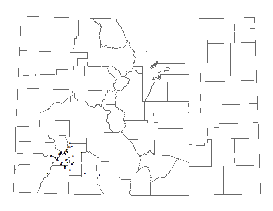 Distribution of <i>Draba</i> <i>graminea</i> in Colorado