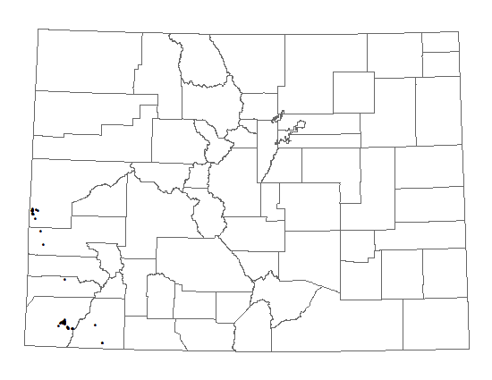 Distribution of <i>Gilia</i> <i>haydenii</i> in Colorado.
