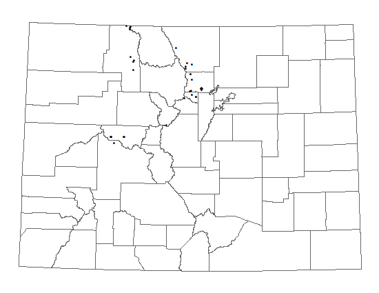 Distribution of <i>Listera convallarioides</i>in Colorado.
