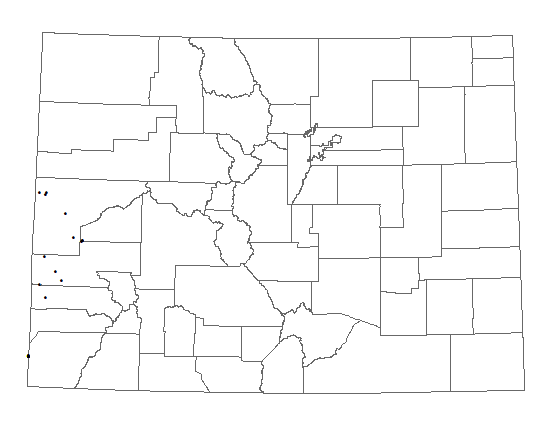 Distribution of <i>Astragalus</i> <i>eastwoodiae</i> in Colorado.