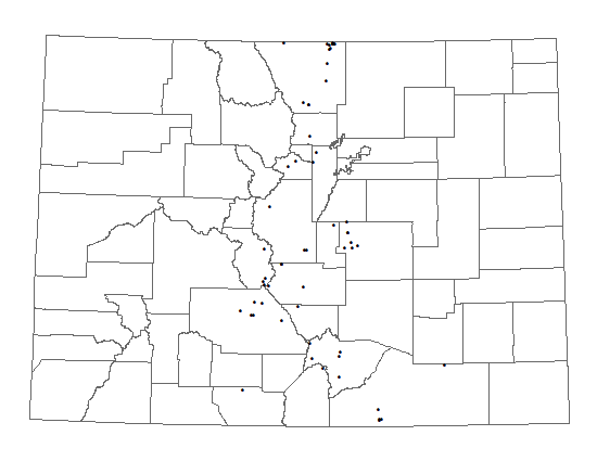 Distribution of <i>Phacelia</i> <i>denticulata</i> in Colorado.