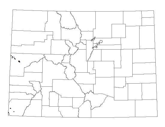 Distribution of Amsonia jonesii in Colorado Distribution of <i>Amsonia</i> <i>jonesii</i> in Colorado