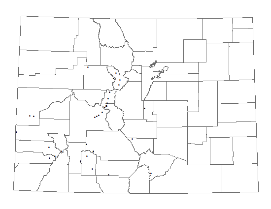 Distribution of <i>Draba</i> <i>rectifructa</i> in Colorado