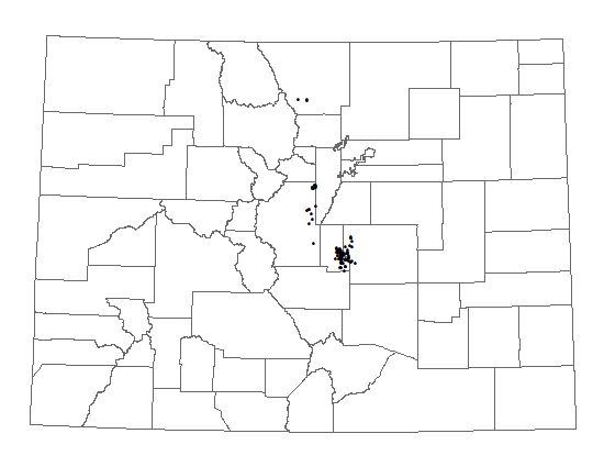 Distribution of Telesonix jamesii in Colorado Distribution of <i>Telesonix</i> <i>jamesii</i> in Colorado