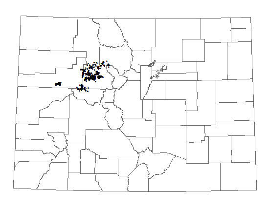Distribution of <i>Penstemon</i> <i>harringtonii</i> in Colorado.