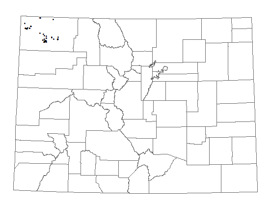 Distribution of <i>Oxytropis</i> <i>besseyi</i> var. <i>obnapiformis</i>  in Colorado