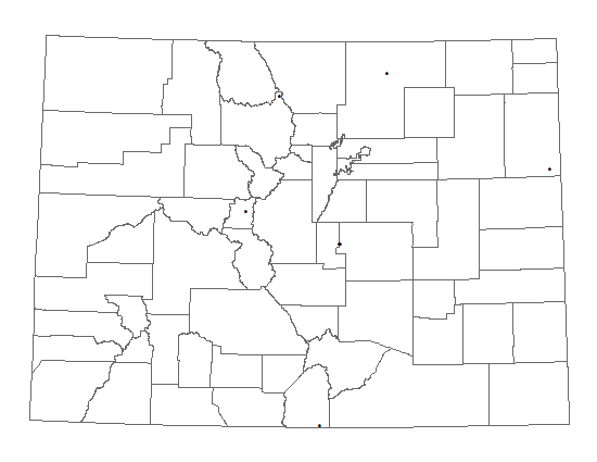 Distribution of <i>Botrychium campestre var. lineare</i> in Colorado.