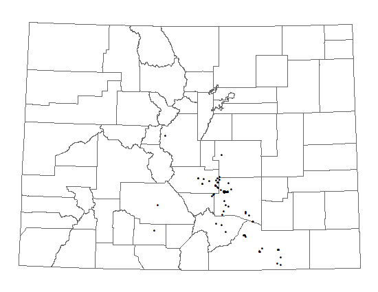 Distribution of Physaria calcicola in Colorado Distribution of <i>Physaria</i> <i>calcicola</i> in Colorado