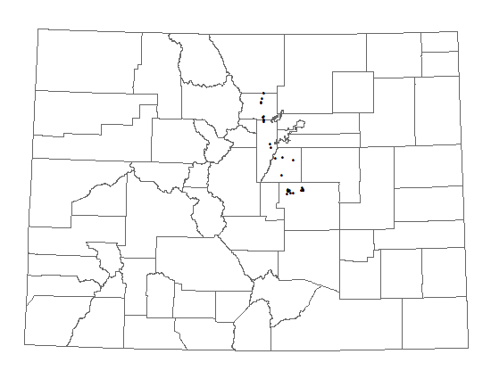 Distribution of <i>Crocanthemum bicknellii</i> in Colorado.
