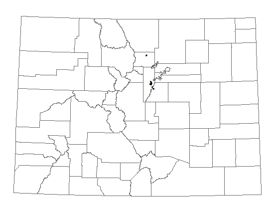 Distribution of <i>Claytonia rubra</i> in Colorado.