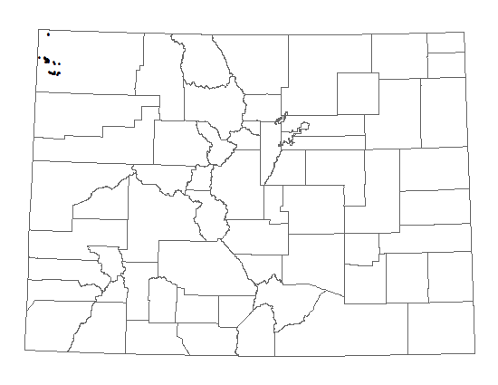 Distribution of Penstemon scariosus var. cyanomontanus in Colorado. Distribution of <i>Penstemon scariosus var. cyanomontanus</i> in Colorado.