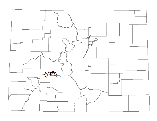 Distribution of Physaria rollinsii in Colorado Distribution of <i>Physaria</i> <i>rollinsii</i> in Colorado