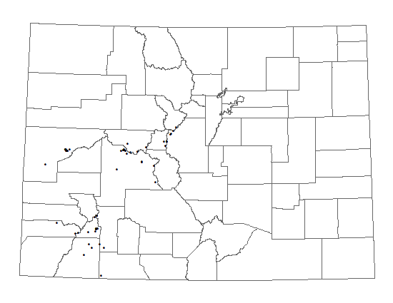 Distribution of <i>Townsendia</i> <i>rothrockii</i> in Colorado
