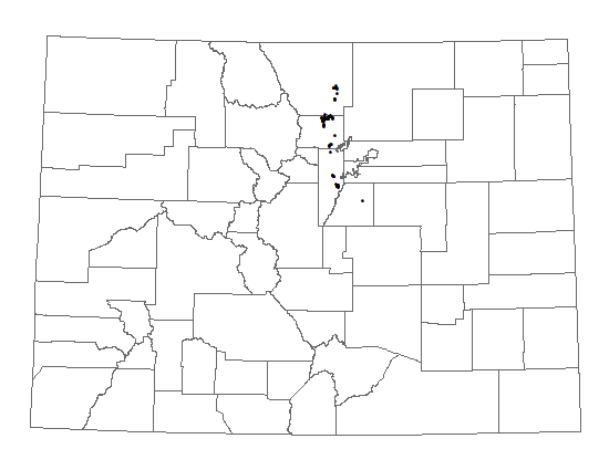 Distribution of <i>Aristida basiramea</i> in Colorado.